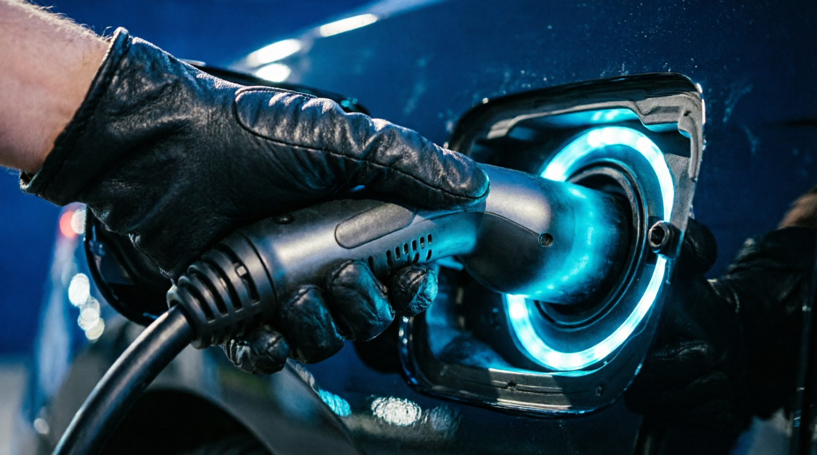 Branchement d'un câble de recharge sur une voiture électrique